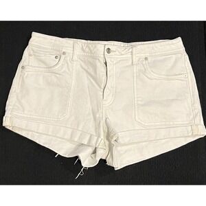 American Eagle Outfitters Shorts‎ Womens 12 White Denim Cutoff Raw Hem Stretch